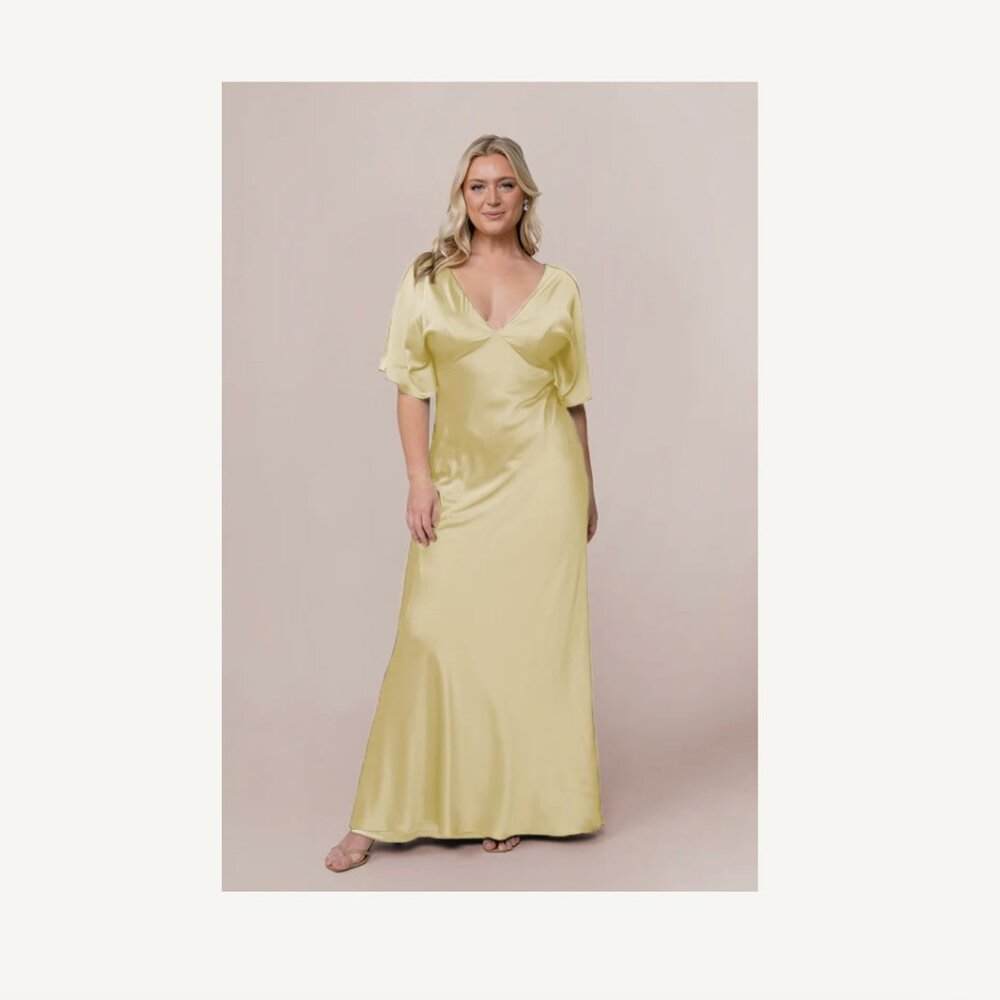 Revelry Maya Satin Dress in Yellow, sz. 2